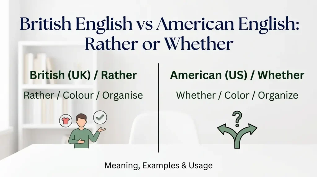 Rather or Whether: What’s the Difference? 2 British English vs American English Spelling rather or whether